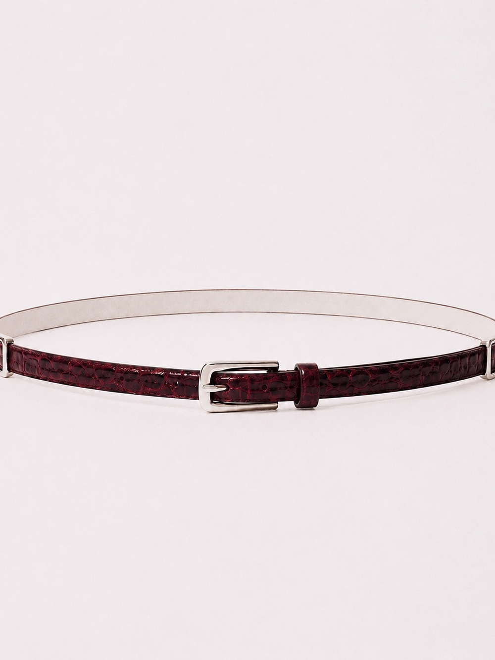 White House Black Market Croc Patent Leather Belt XS Extra Small Burgundy Maroon